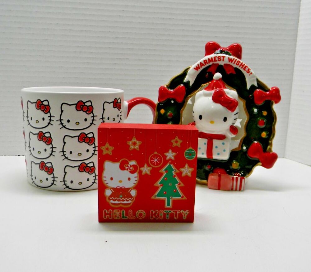 Hello Kitty Sanrio Blue Sky Holiday Lot of Decor Mug Gift Set READ DESCRIPTION
